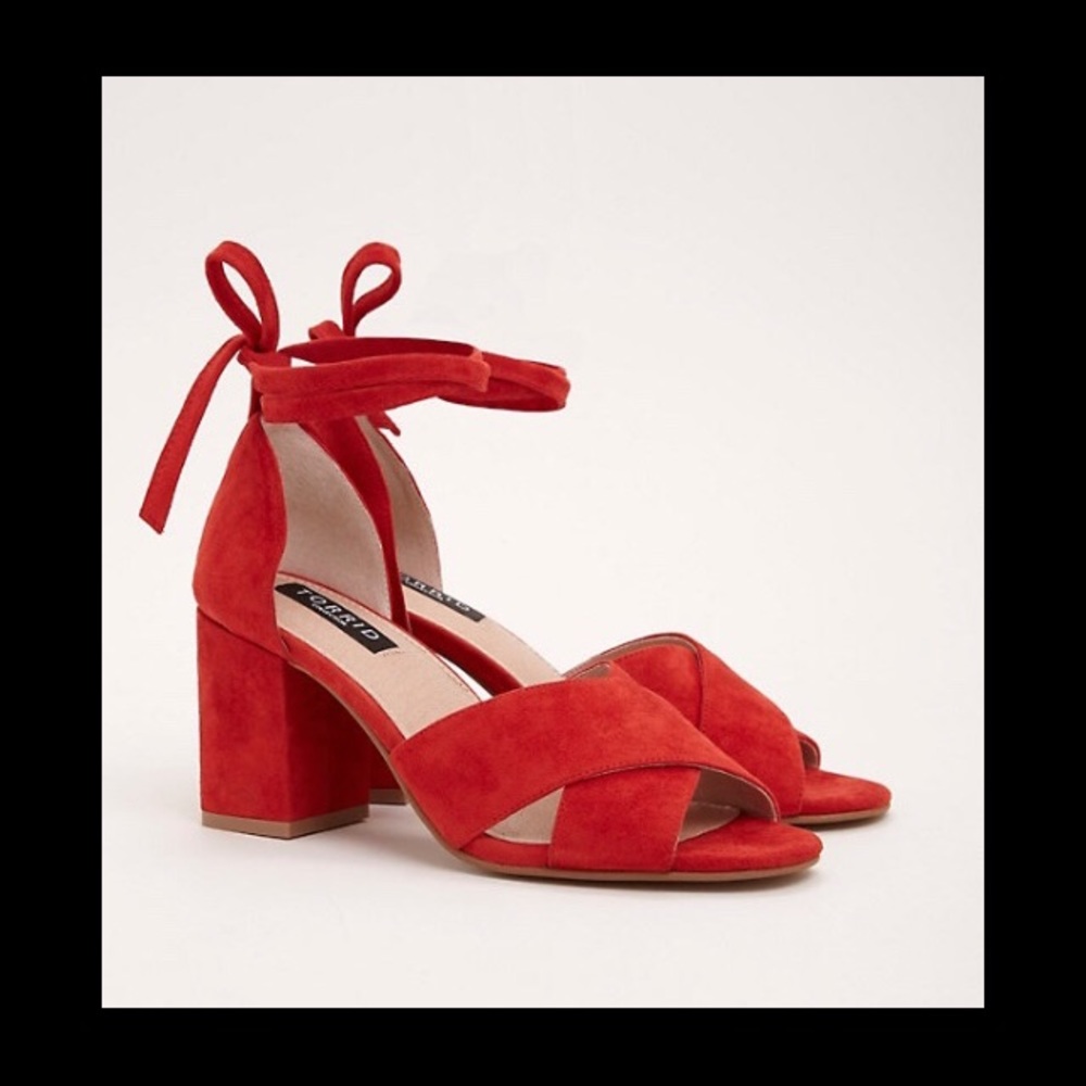 Torrid red suede ankle lace up sandals (sz 8w)